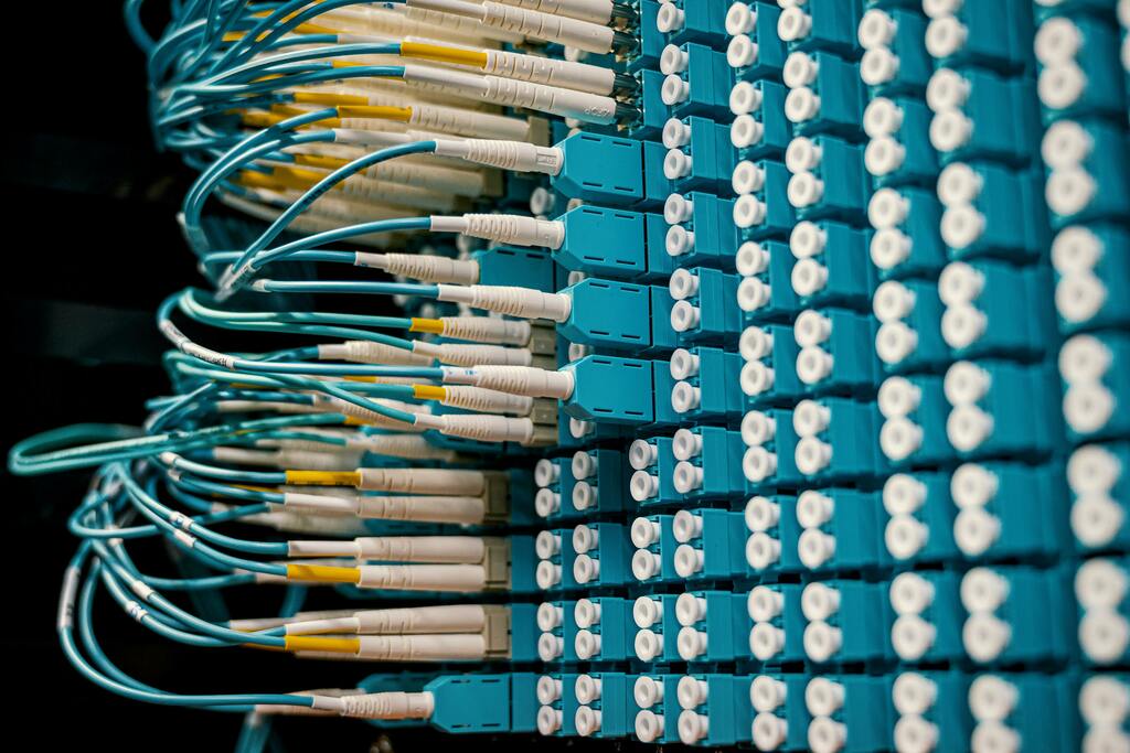 Network cables connected to a switch
